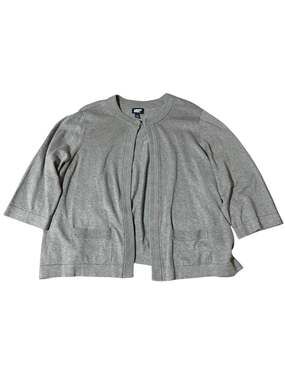Lands' End Gray Cotton Modal Blend 3/4 Sleeve Hook-and-Eye Cardigan Sweater 2X